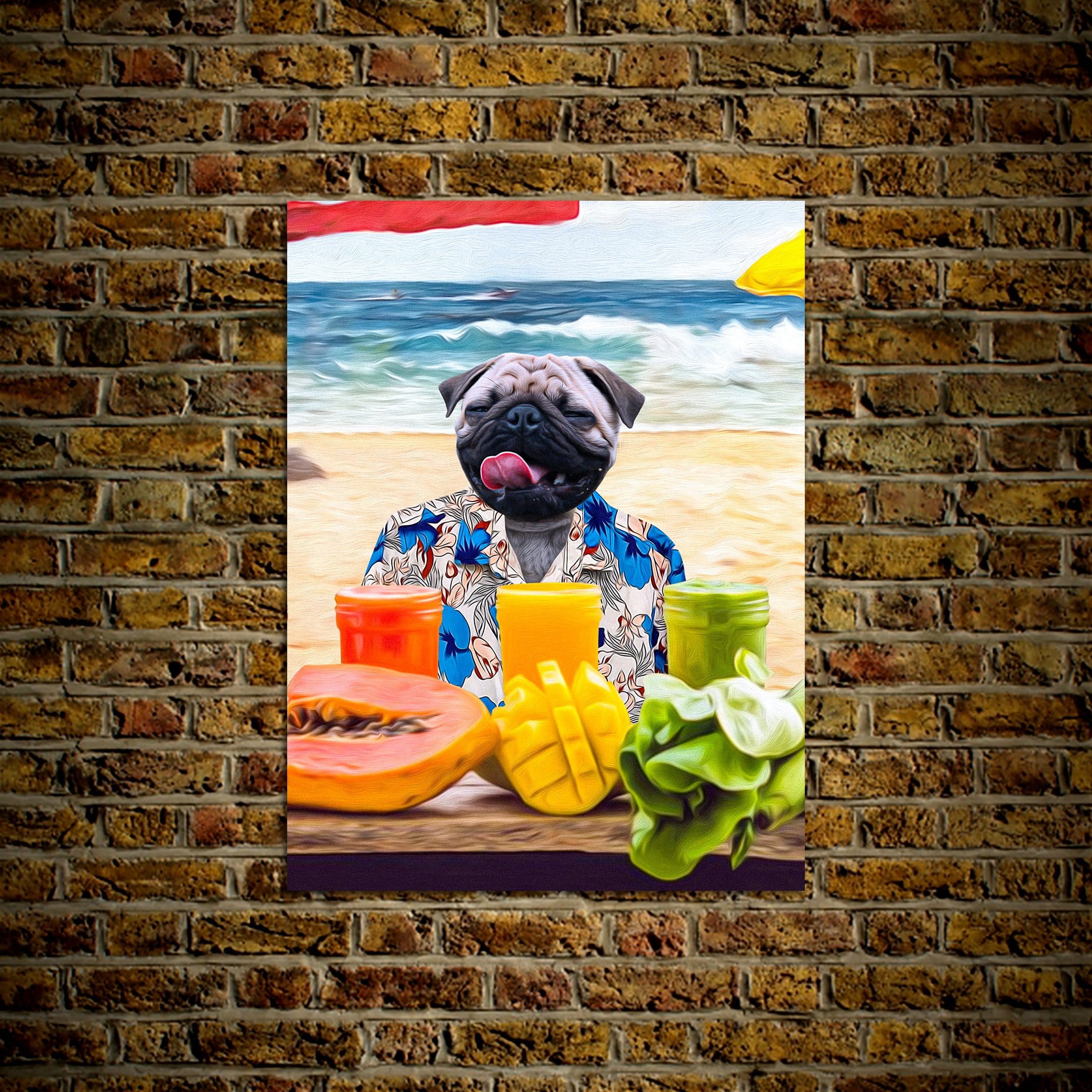 Mini retrato de mascota personalizado &#39;El perro de la playa&#39;