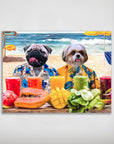 Mini retrato personalizado de dos mascotas 'The Beach Dogs'