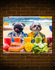 Mini retrato personalizado de dos mascotas 'The Beach Dogs'