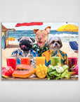 Mini retrato personalizado de 3 mascotas 'The Beach Dogs'