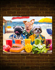 Mini retrato personalizado de 3 mascotas 'The Beach Dogs'