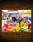 Mini retrato personalizado de 4 mascotas 'The Beach Dogs'