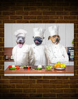 Mini retrato personalizado de 3 mascotas de 'Los chefs'