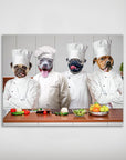 Mini retrato personalizado de 4 mascotas de 'Los chefs'