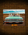 Mini retrato personalizado de tres mascotas 'The Lowrider'