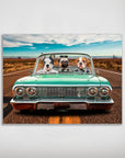 Mini retrato personalizado de tres mascotas 'The Lowrider'