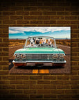 Mini retrato personalizado de 4 mascotas 'The Lowrider'