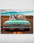 Mini retrato personalizado de 4 mascotas 'The Lowrider'