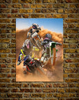 Mini retrato personalizado para 3 mascotas de 'The Motocross Riders'