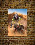 Mini retrato personalizado de mascota 'El piloto de motocross'