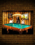 Mini retrato personalizado de 3 mascotas de 'The Pool Players'