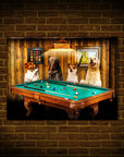 Mini retrato personalizado de 4 mascotas de 'The Pool Players'