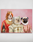 Mini retrato personalizado de tres mascotas 'The Royal Ladies'