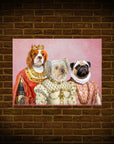 Mini retrato personalizado de tres mascotas 'The Royal Ladies'