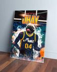 Personalized 'Utah Pawz' canvas featuring a pug in a blue basketball jersey dribbling a ball.