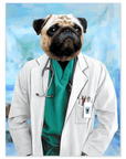 Mini retrato de perro personalizado 'El Doctor'