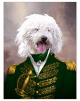 Mini retrato personalizado de mascota 'El Almirante Verde'