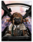 Mini retrato de perro personalizado 'El piloto'