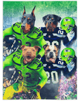 Manta personalizada para 4 mascotas "Seattle Doggos"