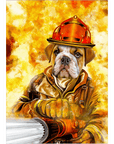 Mini retrato de perro personalizado 'El bombero'