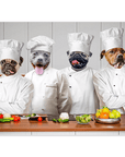 Mini retrato personalizado de 4 mascotas de 'Los chefs'