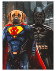 Mini retrato personalizado para dos mascotas 'Superdog y Batdog'