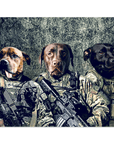 Mini retrato personalizado de 3 mascotas de 'Los veteranos del ejército'