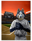 Mini retrato de perro personalizado 'El jugador de béisbol'