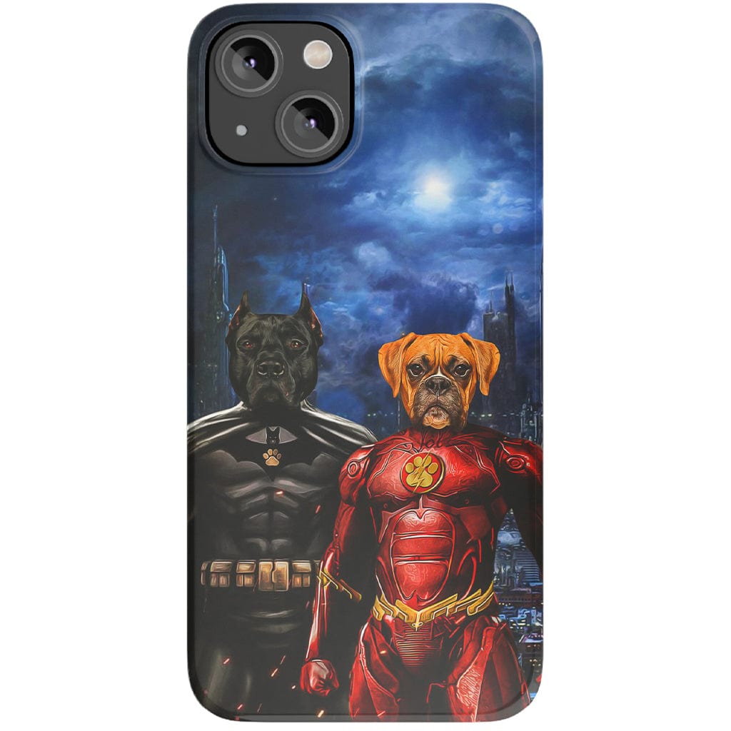 Funda personalizada para teléfono con 2 mascotas &#39;Batdog &amp;amp; Flash Doggo&#39;