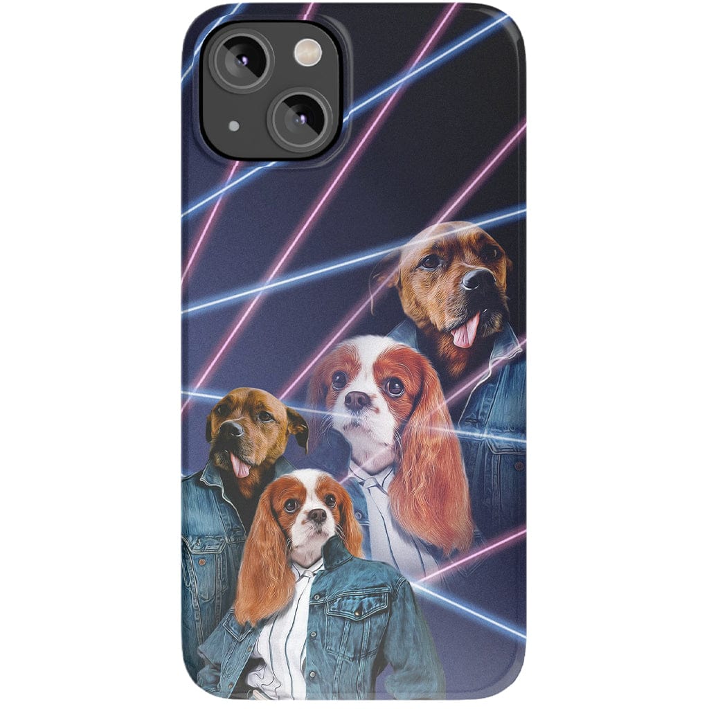 Funda personalizada para teléfono con 2 mascotas &#39;1980s Lazer Portrait&#39;