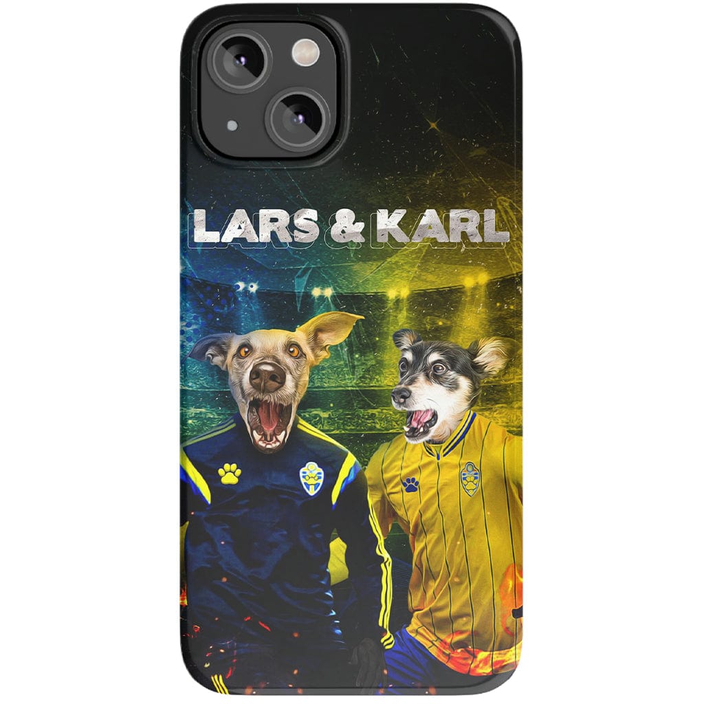 Funda personalizada para teléfono con 2 mascotas &#39;Sweden Doggos Euro Football&#39;