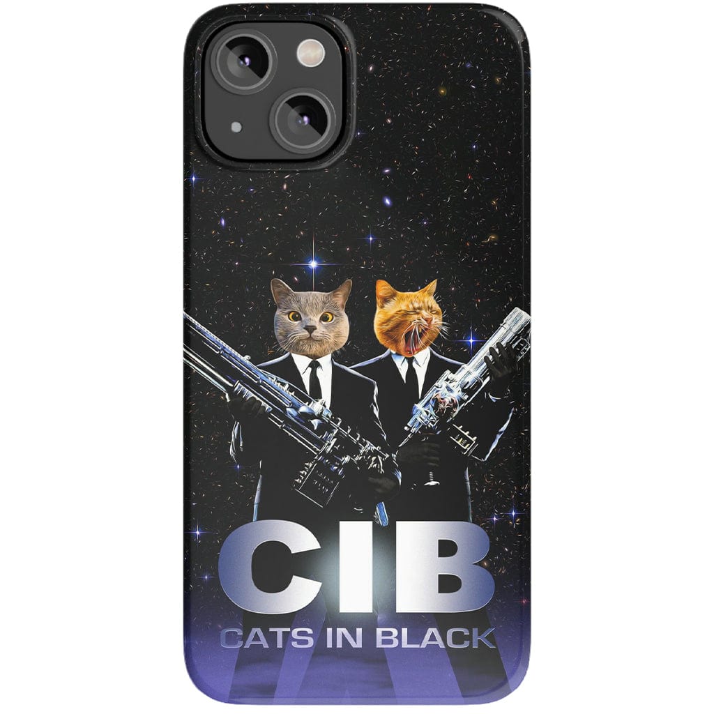 Funda personalizada para teléfono con 2 mascotas &#39;Gatos en negro&#39;