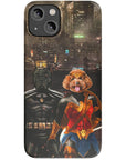 Funda personalizada para teléfono con 2 mascotas 'Batdog &amp; Wonder Doggette'