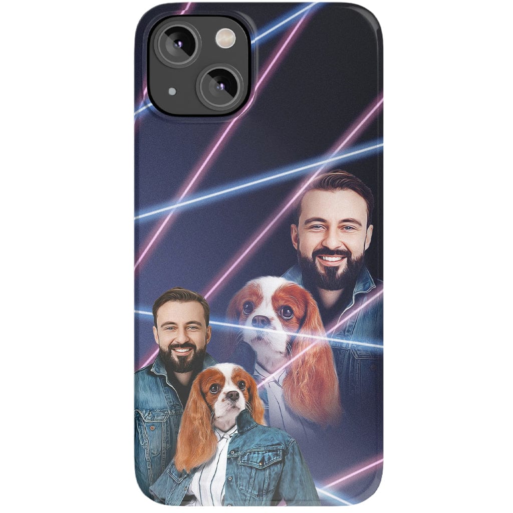 Funda para teléfono personalizada Lazer Portrait Pet (femenino)/humano (masculino) de los años 80