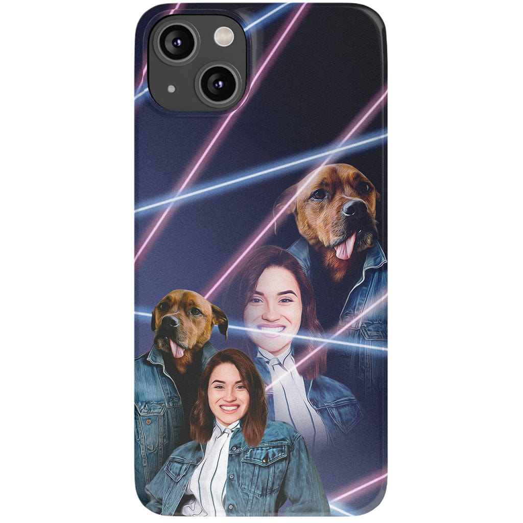 Funda para teléfono personalizada Lazer Portrait Pet (masculino)/humano (femenino) de los años 80