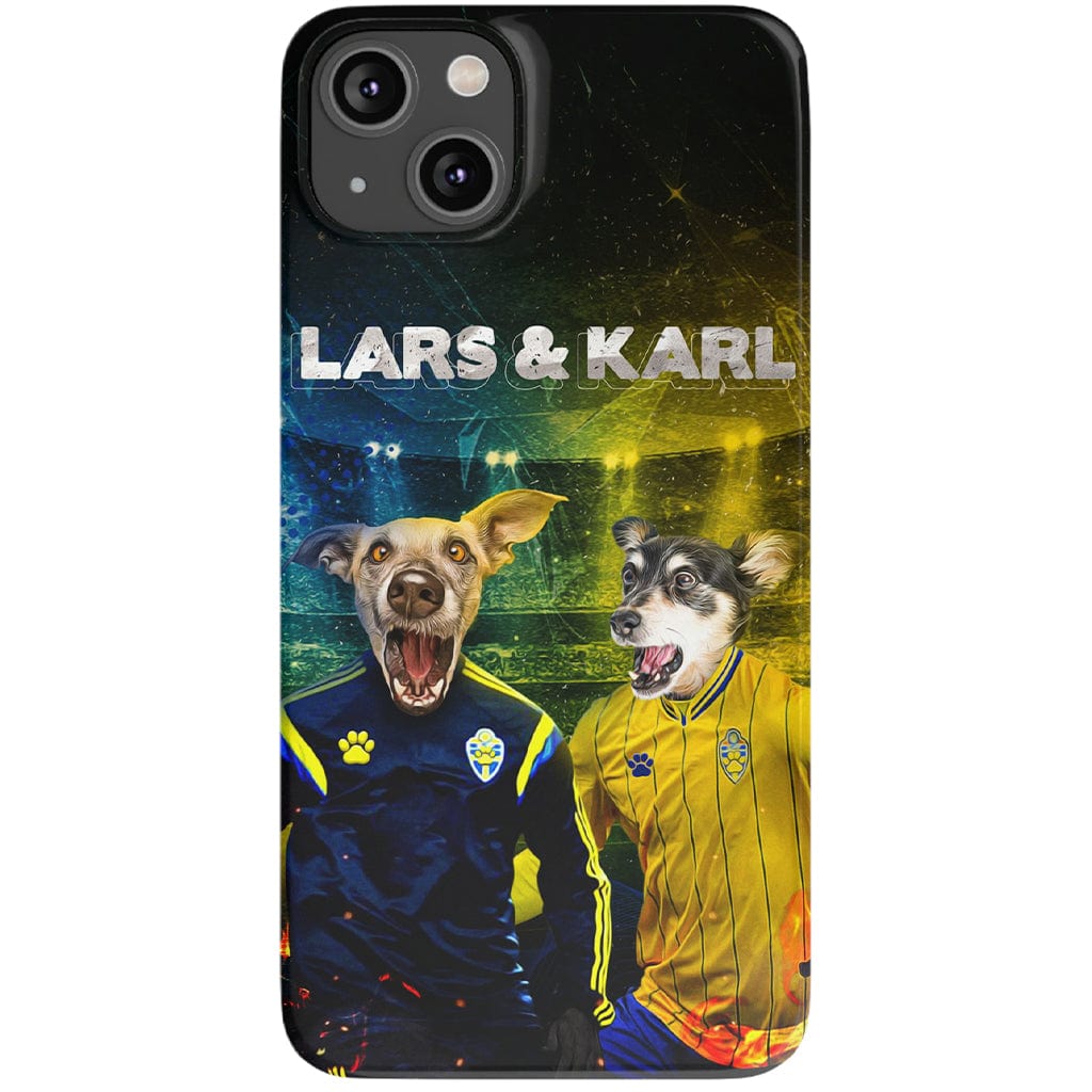 Funda personalizada para teléfono con 2 mascotas &#39;Sweden Doggos Euro Football&#39;