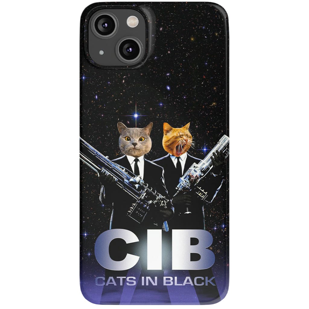 Funda personalizada para teléfono con 2 mascotas &#39;Gatos en negro&#39;