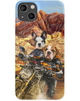 Funda personalizada para teléfono con 2 mascotas 'Dogati Riders'