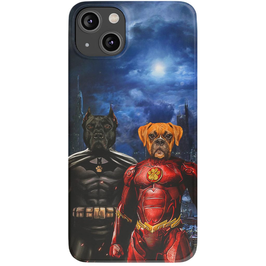 Funda personalizada para teléfono con 2 mascotas &#39;Batdog &amp;amp; Flash Doggo&#39;