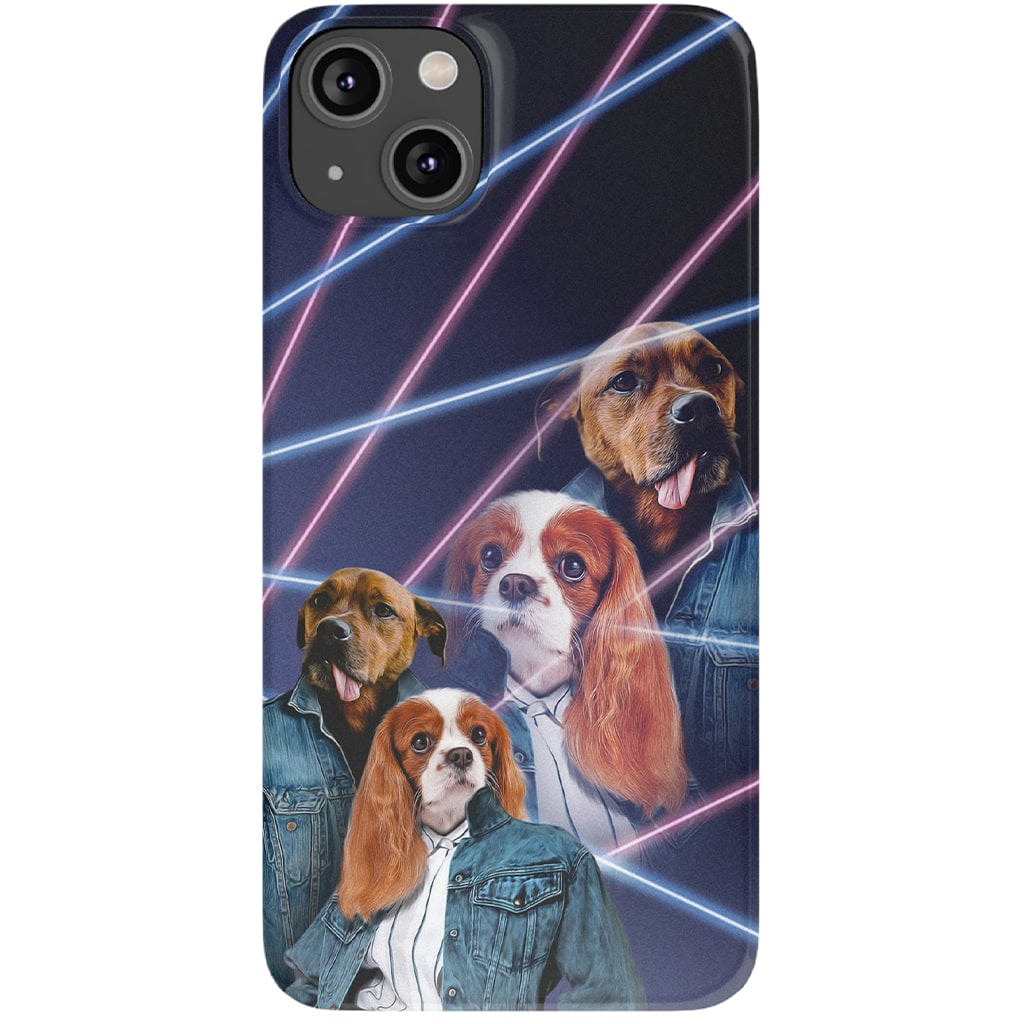 Funda personalizada para teléfono con 2 mascotas &#39;1980s Lazer Portrait&#39;