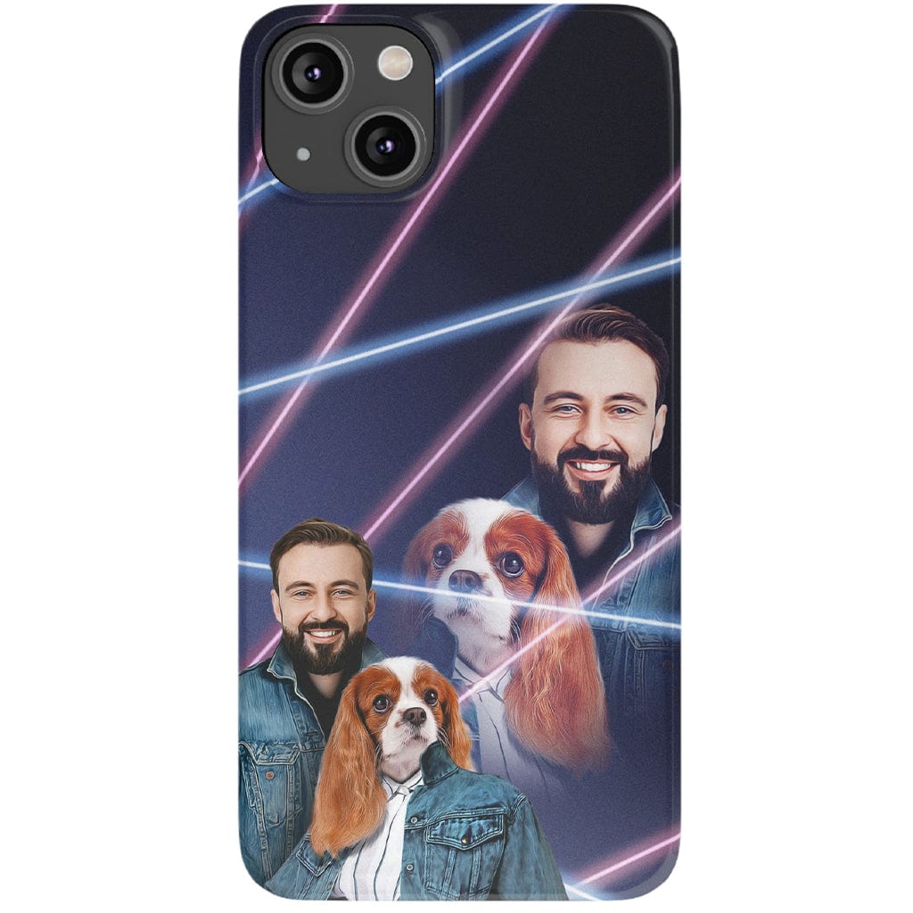 Funda para teléfono personalizada Lazer Portrait Pet (femenino)/humano (masculino) de los años 80