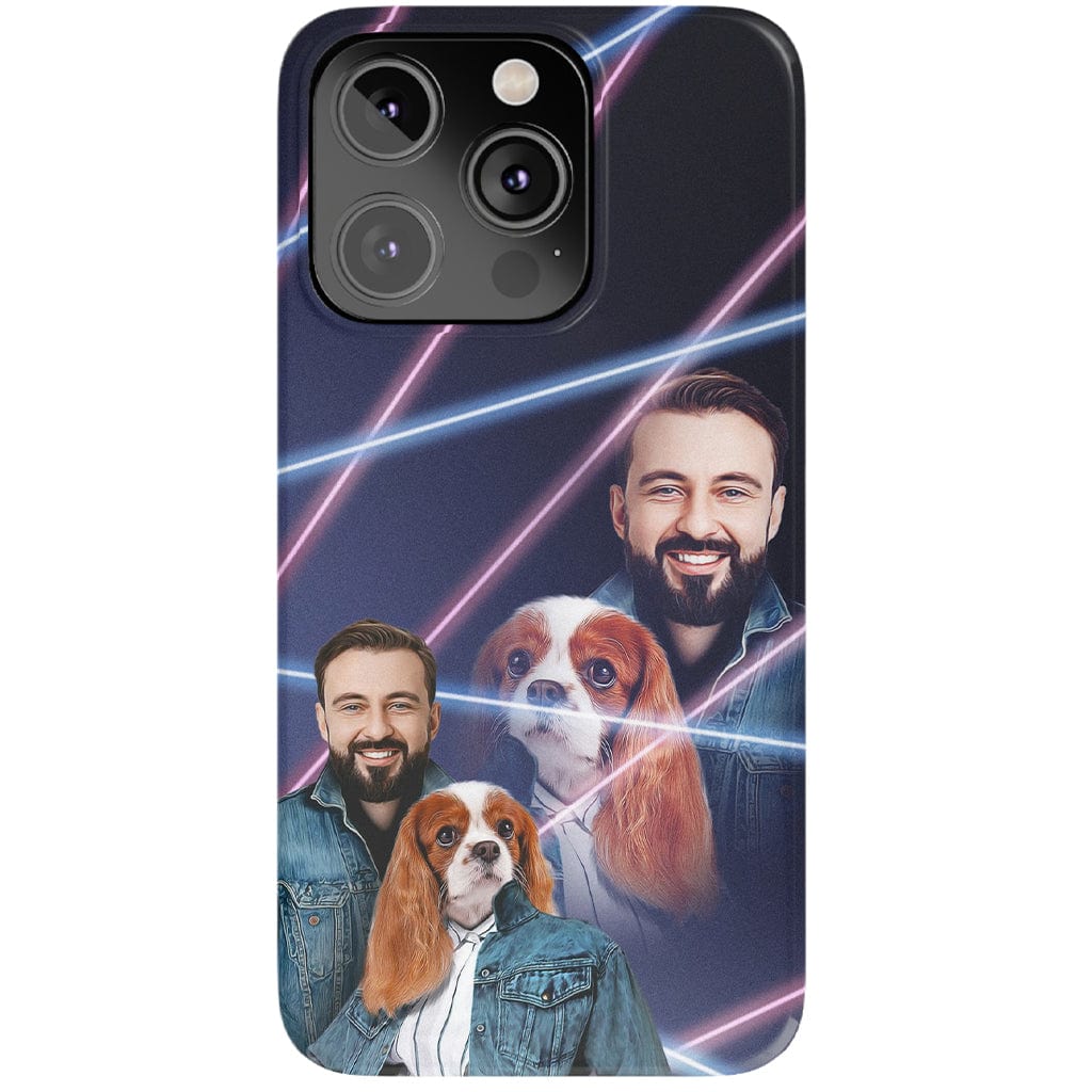 Funda para teléfono personalizada Lazer Portrait Pet (femenino)/humano (masculino) de los años 80