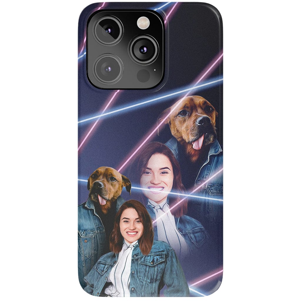 Funda para teléfono personalizada Lazer Portrait Pet (masculino)/humano (femenino) de los años 80