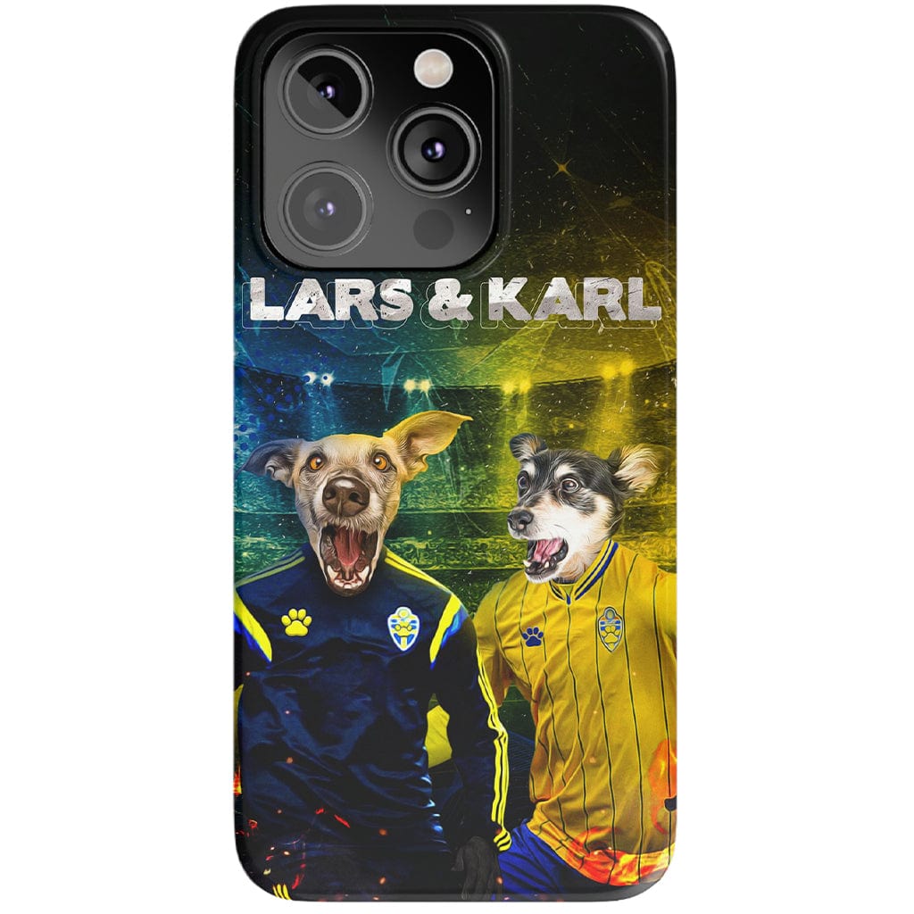 Funda personalizada para teléfono con 2 mascotas &#39;Sweden Doggos Euro Football&#39;