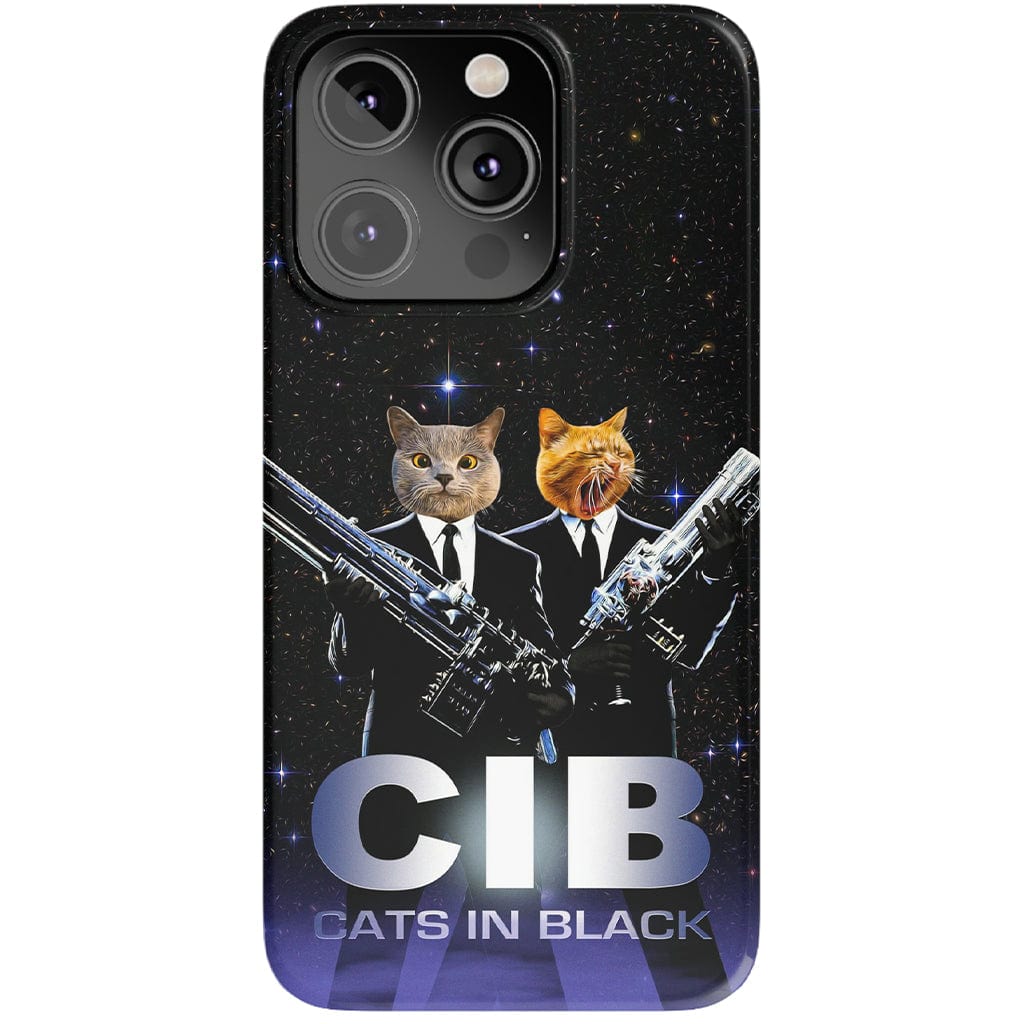 Funda personalizada para teléfono con 2 mascotas &#39;Gatos en negro&#39;