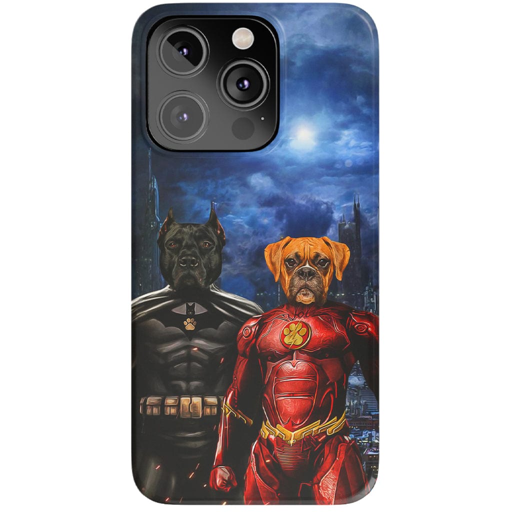 Funda personalizada para teléfono con 2 mascotas &#39;Batdog &amp;amp; Flash Doggo&#39;