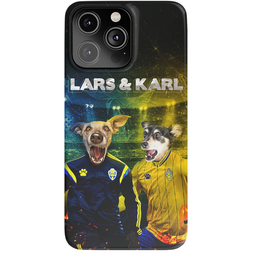 Funda personalizada para teléfono con 2 mascotas &#39;Sweden Doggos Euro Football&#39;