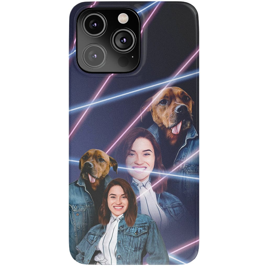 Funda para teléfono personalizada Lazer Portrait Pet (masculino)/humano (femenino) de los años 80