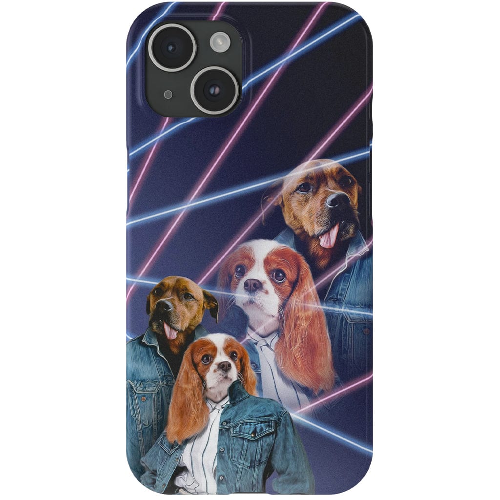 Funda personalizada para teléfono con 2 mascotas &#39;1980s Lazer Portrait&#39;