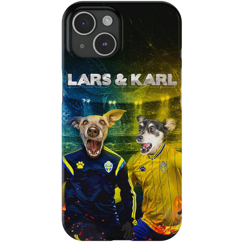 Funda personalizada para teléfono con 2 mascotas &#39;Sweden Doggos Euro Football&#39;